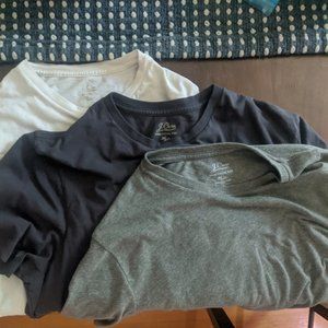 j crew basic tee 3-pack (charcoal, heather, white)